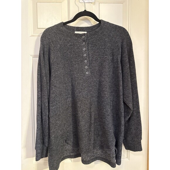 Sage Brush Trading Co Half-Placket Knit Pullover Sweater Charcoal Heather   S/M - Picture 1 of 3